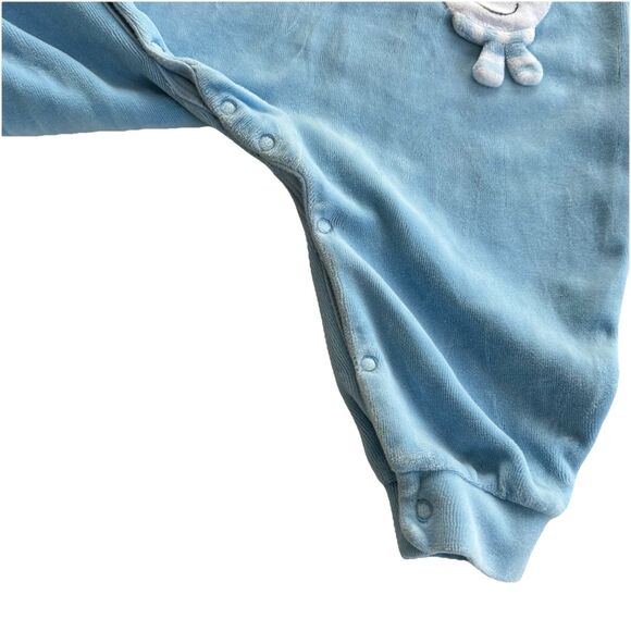 Vtg Le Top Romper Velour Blue Snowman 3D Pockets Xmas Christmas Winter Sz 12M - Picture 6 of 8